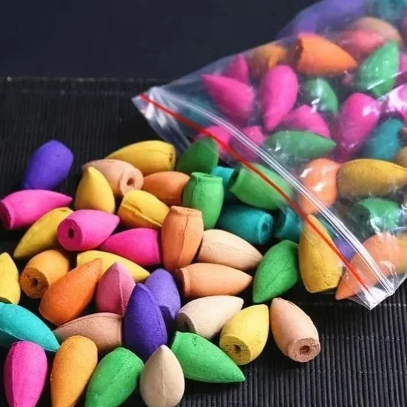 60pcs Backflow Incense Cones for Waterfall Mixed Natural Scents Waterfall Incense Burner Holder Gift Ideal for Yoga Aromatherapy