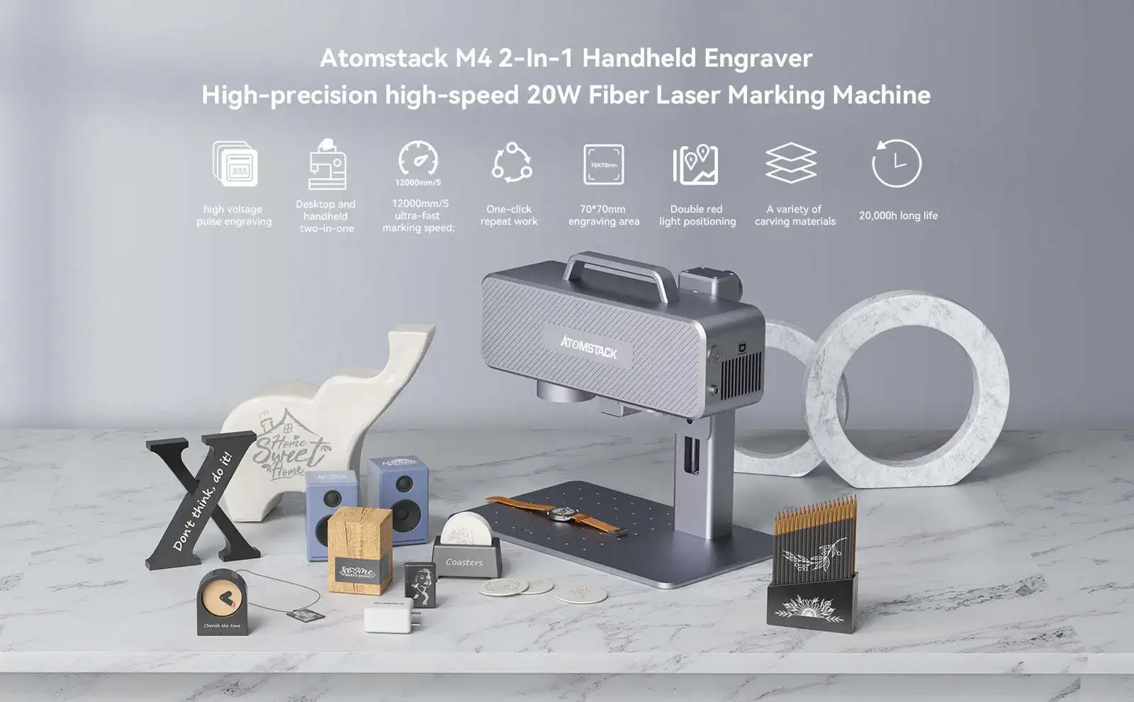 Atomstack M4 Mini Desktop Ręczny grawer laserowy Plastikowa metalowa przenośna maszyna do znakowania laserowego