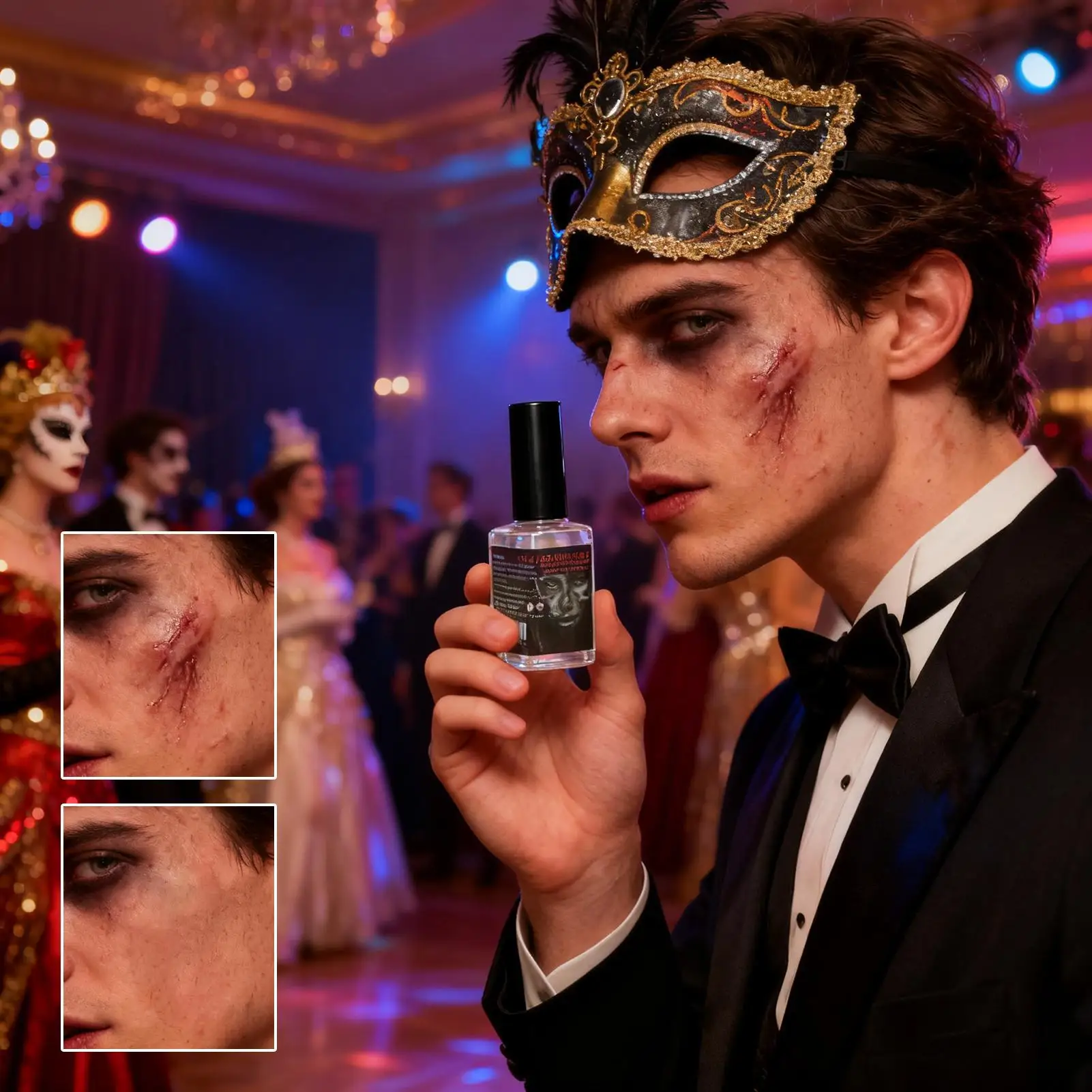 Halloween Scar Liquid 15ml Scar Liquid Face Injury Effects Paint With Brush For Cosplay Haunted House Stage Roleplaying Costume