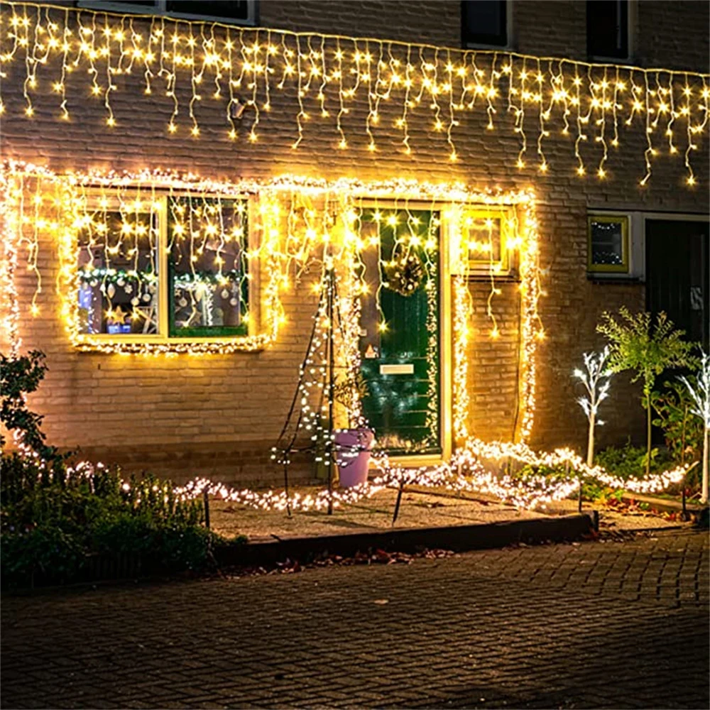 5m 216leds 3.5M 96leds Holiday Fairy Curtain Lights String Christmas Icicle Light String for Wedding New Year Party Patio Decor