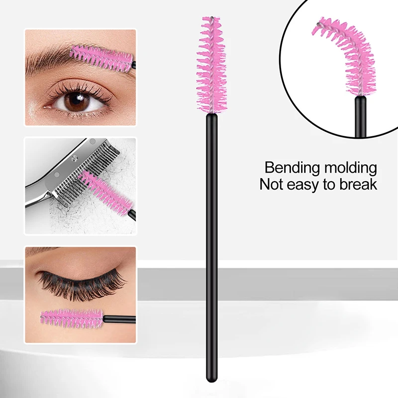 50Pcs Disposable Eyelash Brushes Short Nylon Eyebrow Brush Mascara Wands Applicator Eyelashes Extension Tools