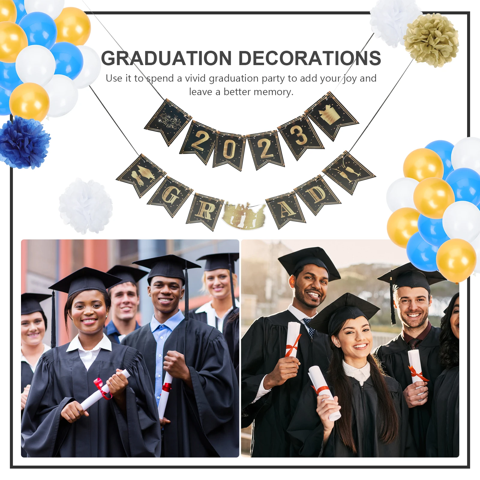 

2023 Graduation Banners Party Decoration Congrats Yard Props Hanging nament Background Decor Class of 2023 Photo Prop Reusable