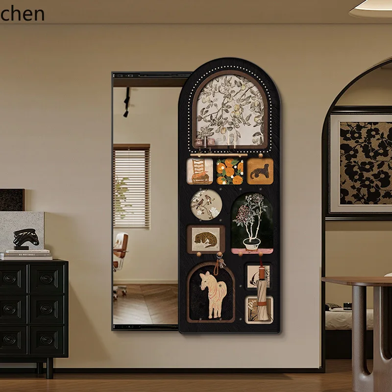 YFY  hidden push-pull full-length mirror - premium concealed entryway dressing mirror with decorative wall-mounted mirror art