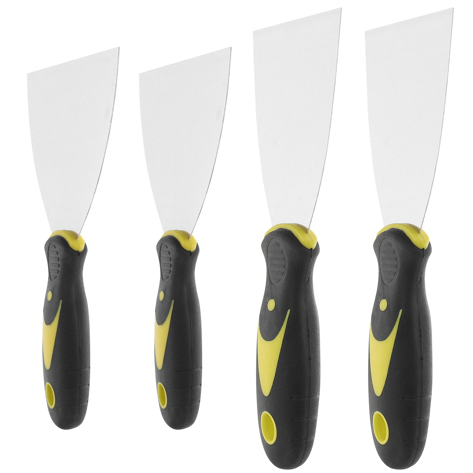 Raspador de pintura de acero inoxidable, espátula de doble mango de 2,5 pulgadas y 4 pulgadas para reparación de paredes, herramienta de eliminación de papel tapiz para parches de paneles de yeso, 4 Uds.