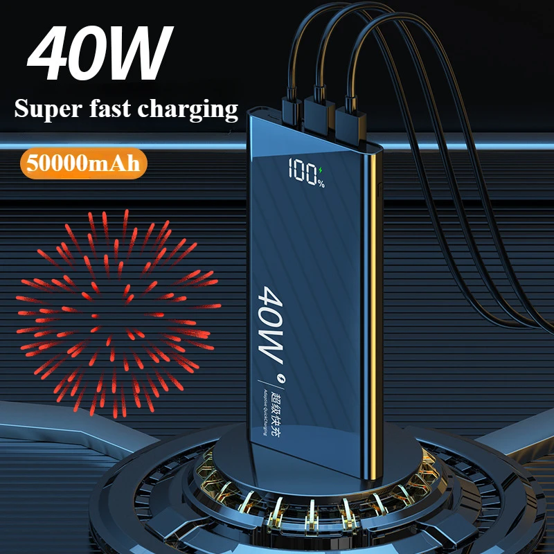 

Portable 50000mAh Power Bank 40W Super Fast Charging PD 20W External Battery Charger for IPhone Xiaomi Samsung