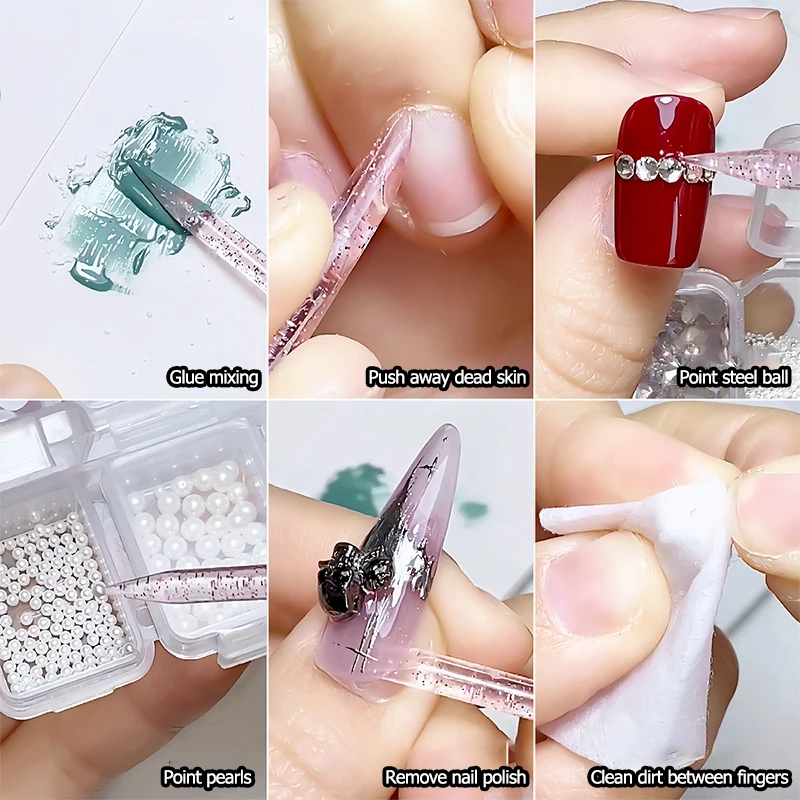 50 pz asta di cristallo bastoncino per unghie premium cuticole spingitori rimozione nail art manicure puntamento asta per trapano strumento per la rimozione della colla