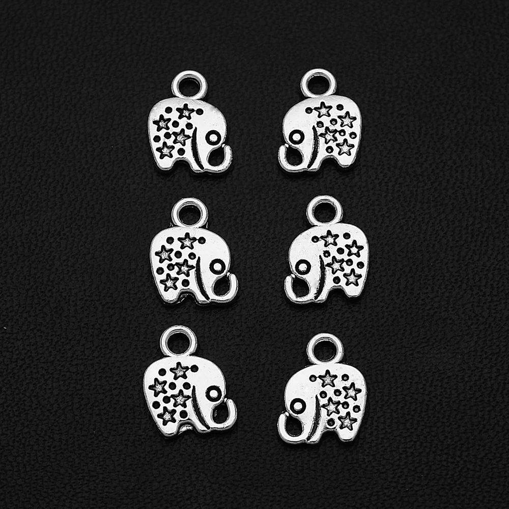 30pcs/lot--9x12mm Mini Elephant Star Charms Pendants For Diy Jewelry Making Findings Supplies Accessories Wholesale Bulk Items