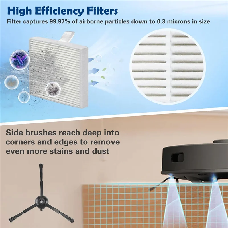 JDZD لـ Airrobo T20 جهاز آلي لتنظيف الأتربة فرشاة جانبية رئيسية فلتر Hepa ممسحة أكياس الغبار القماشية استبدال الملحقات