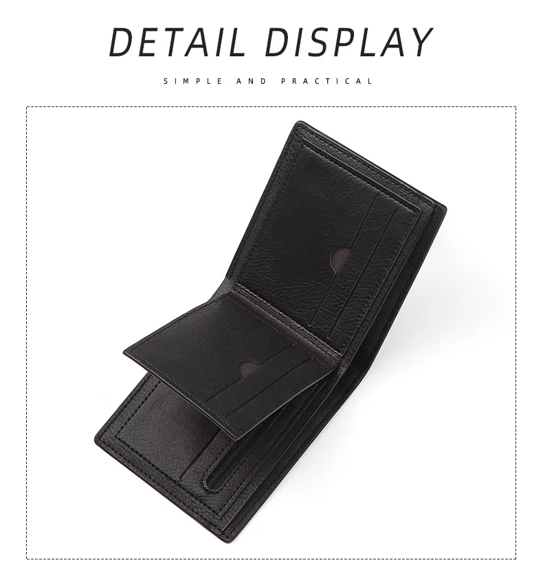 新しい韓国スタイル本革ジッパーショートウォレット男性用ヴィンテージ米ドルクリップ小さな革財布