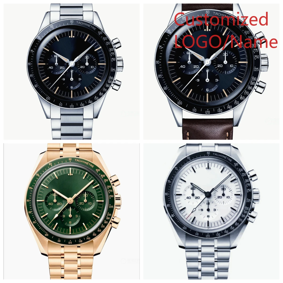 

A11 Store Customized Watch 42mm Mens Automatic Mechanical Stainless Steel Gold Green Black Ceramic Leather