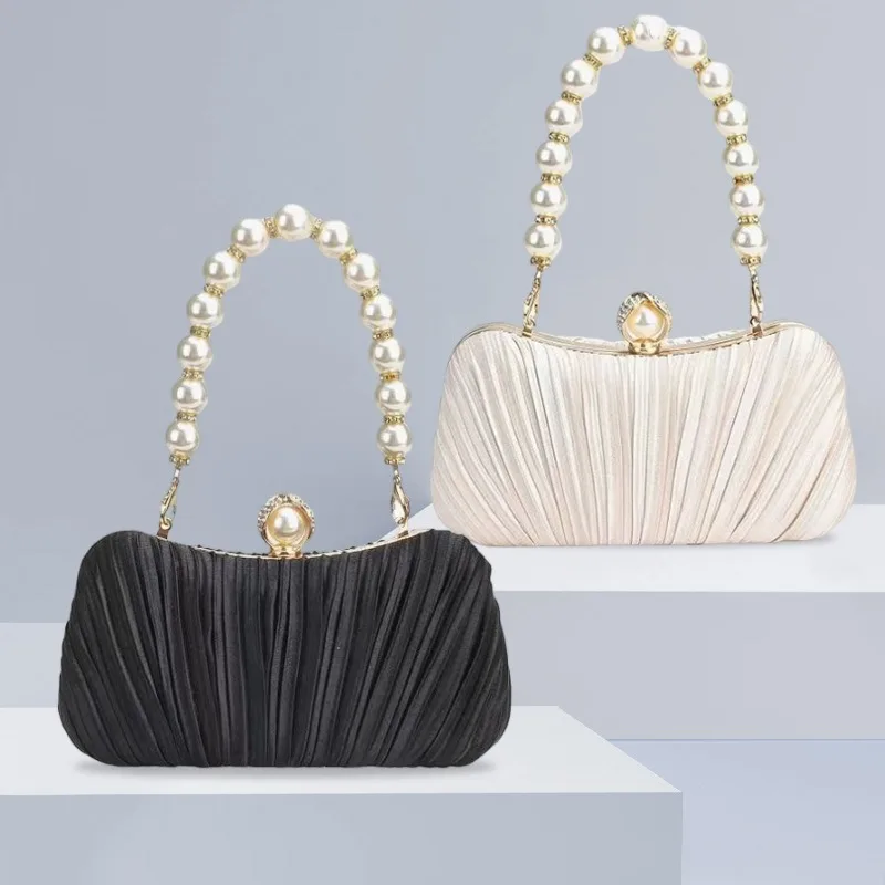 

Light Luxury Pearl Women's Cheongsam Dinner Bag Fashion Banquet Personalized Pearl Chain Clutch Bag Vestido De Noche Fiesta Lujo