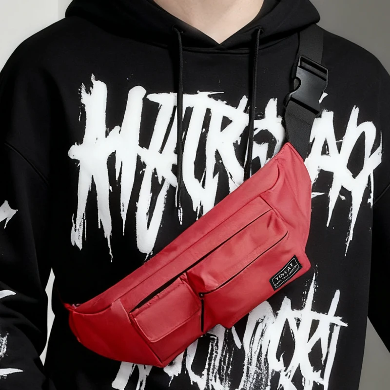 

TINYAT Sports Male Fanny pack belt bag Waist pack water proof banana man Lightweight Polyester Multi-pocket Daily Use