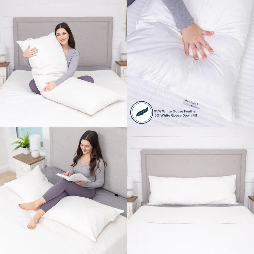 

Роскошная подушка для тела из гусиного пера и пуха - 20x60 дюймов