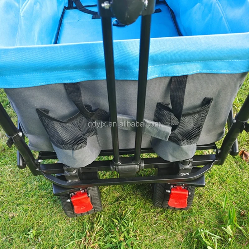 Vagão dobrável para crianças com dossel removível, carrinho de transporte dobrável versátil para passeios familiares