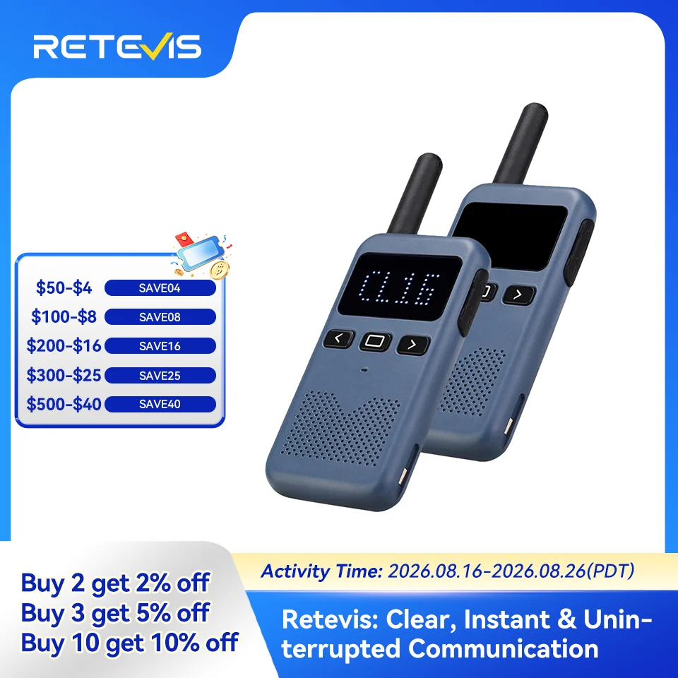 retevis-rb619ミニ無線機pmr446プロフェッショナル無線機長距離ポータブルラジオ、レストラン、ptt、ホテル用