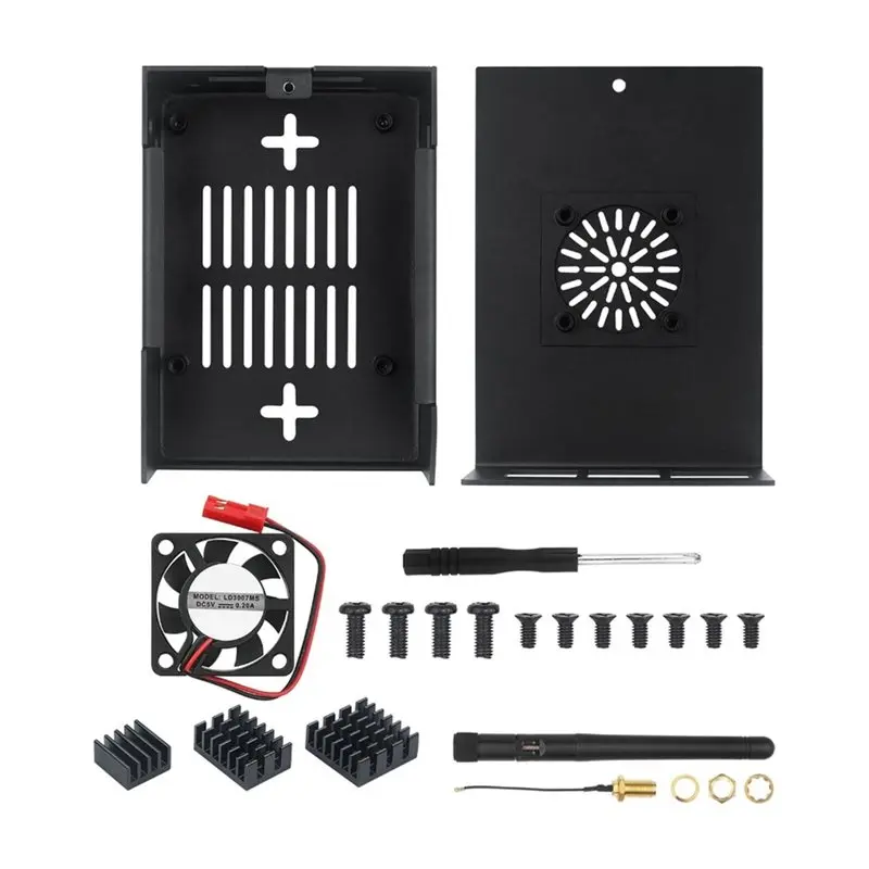 For Orangepi 4 PRO Compatible Expansion Board With Antenna Metal Case Enclosure Fan Active Cooling For Orangepi 4 PRO