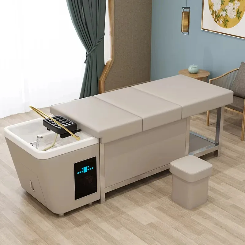 60L No Plumbing Portable Shampoo Bed with Water Storage Head Spa Hair Washing Massage Table Salon Barber Furniture