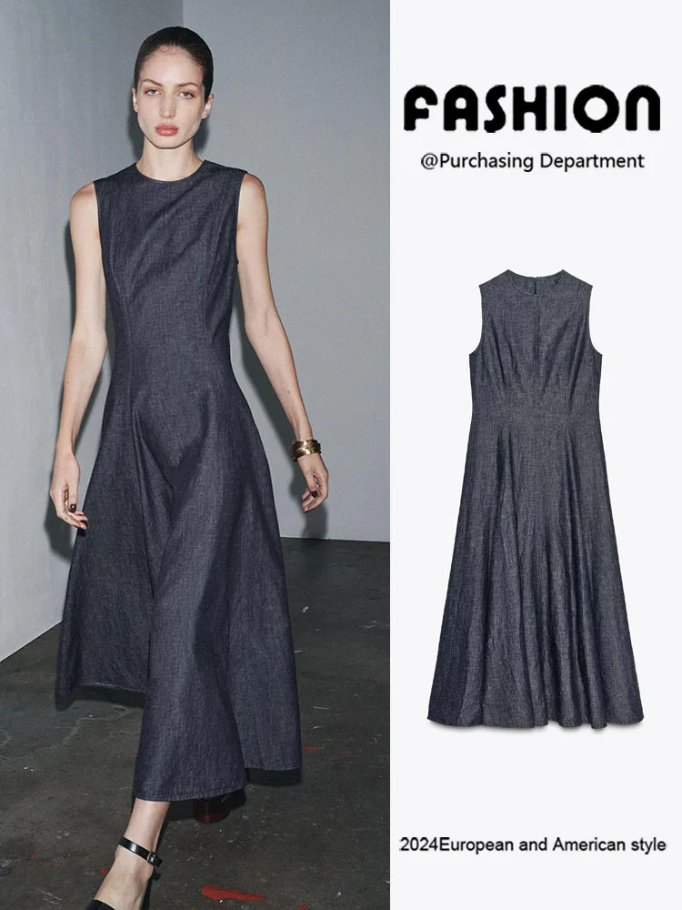 

Модный круглый джинсовый миди Dr Ne Svel Dr, женское новое поступление, летнее платье Ele Aosphere Dr без сле...