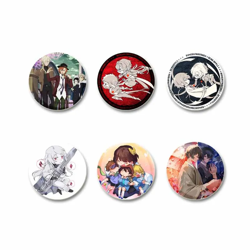 Anime Lapel Pins, Cute Cartoon Brooches, Badge for Bag Hat, Jewelry Gifts, Nakajima Dazai Osamu Nakahara Chuya, 58mm