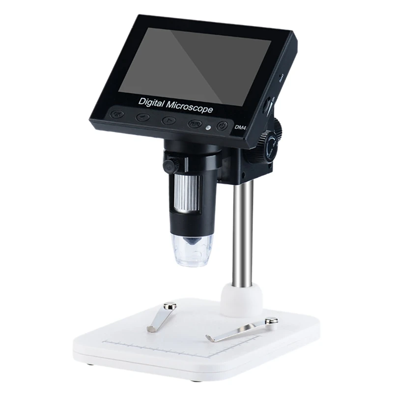 DM4 USB Electron Microscope 4.3 Inch LCD Monitor 1000X VGA Digital Magnifier With 8 Leds+Stand For Repair Soldering