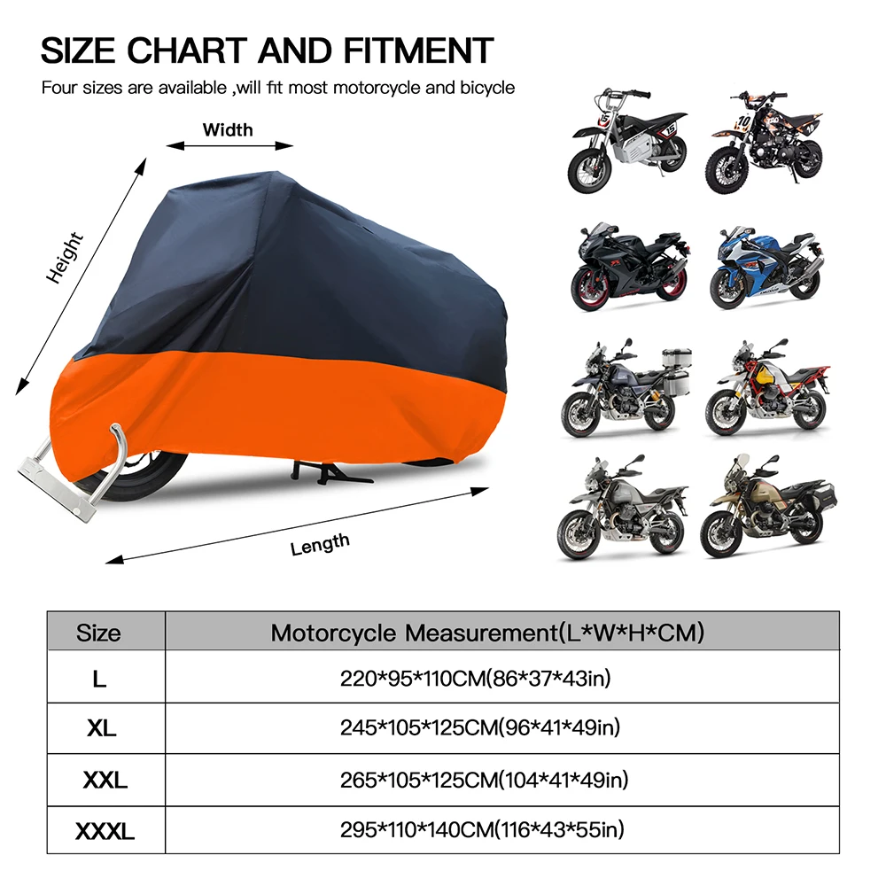 Universal 180T Waterproof Motorcycle Accessories Cover Funda Moto Outdoor Rain For Scooter Bicycle UV Dustproof Protective Cover