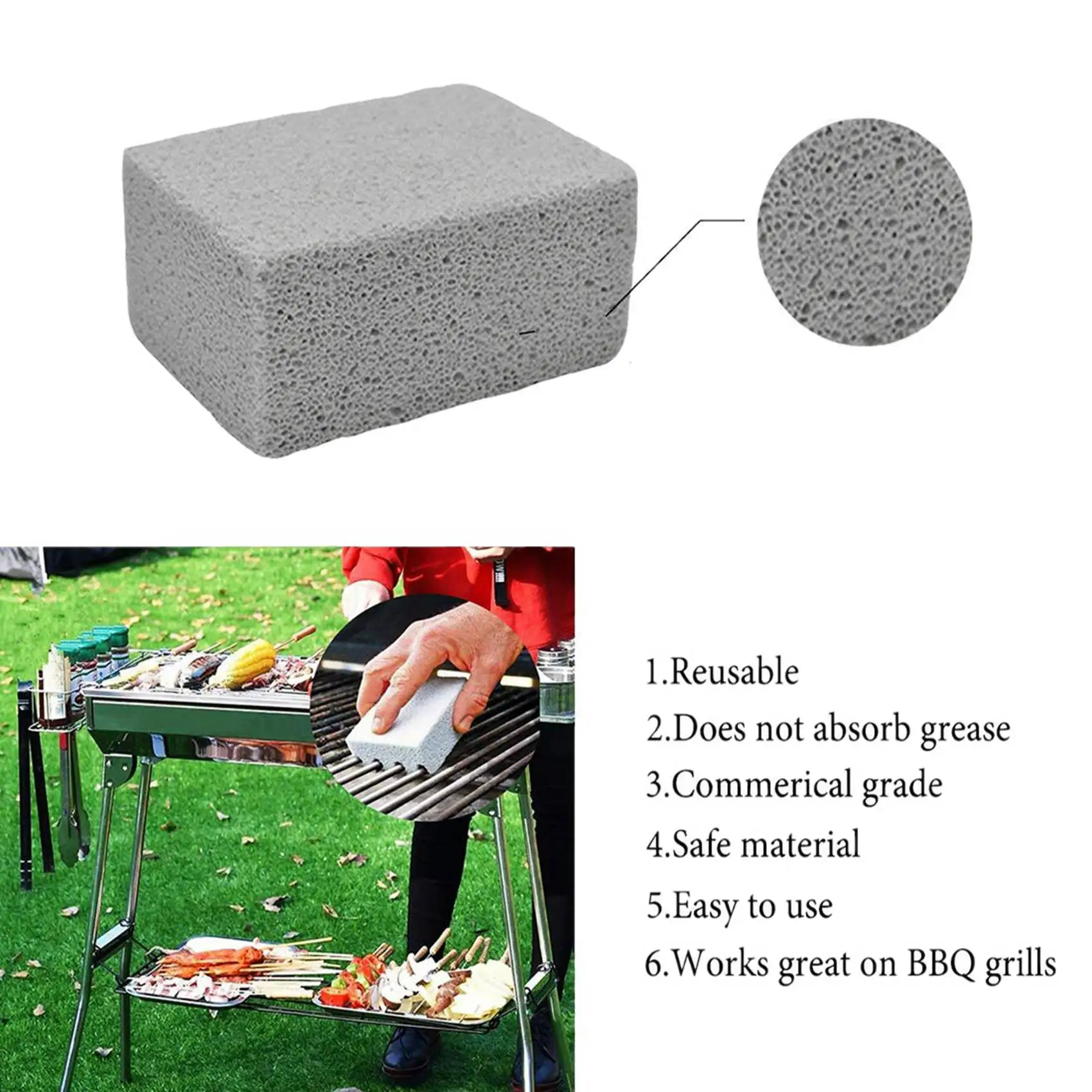 A7THK-8 Pack Grill Griddle Cleaning Brick Block,Kitchen Bathroom Cleaning Pumice Block, De-Scaling Cleaning Stone