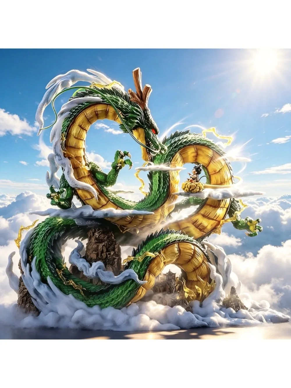 22 cm/8,66 Zoll Anime Dragon Ball Z Figur Shenron und Goku Actionfiguren PVC Sammelmodell Spielzeug als Geschenk