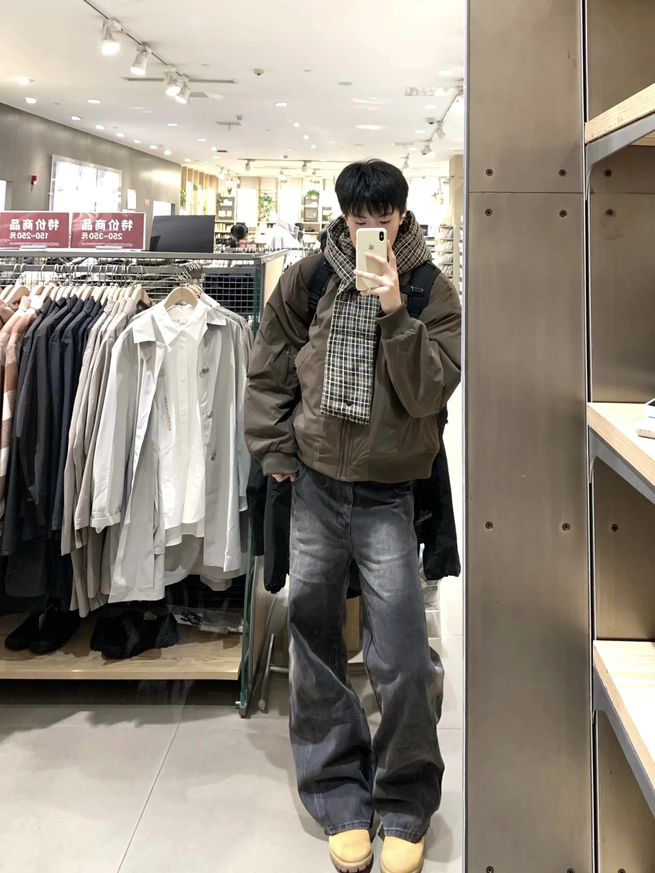 

Korean Design Sense Scarf Splicing Fake Two-Piece Cotton Jaet ex Winter Versatile Warm Simple Color Blo Loose Cotton ...