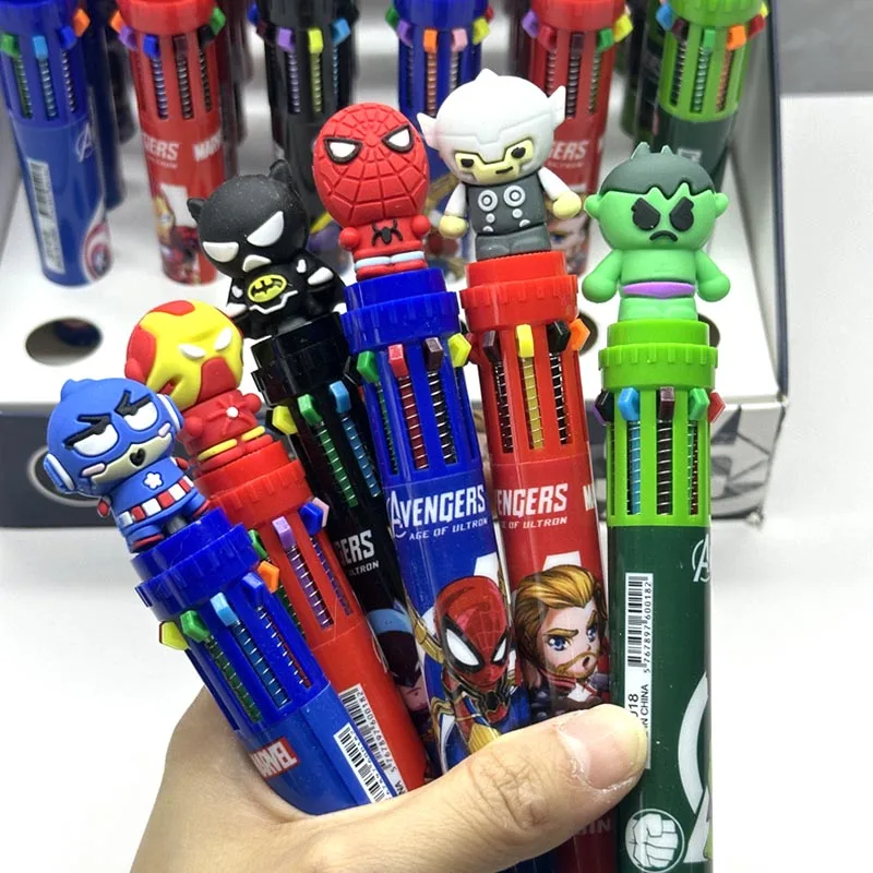 Imagem -03 - Creative Marvel 10 Colors Gel Pen Cartoon Hero Series 0.7 mm Ball Pens Promotional Gift Office School Writing Supplies 24 Pcs