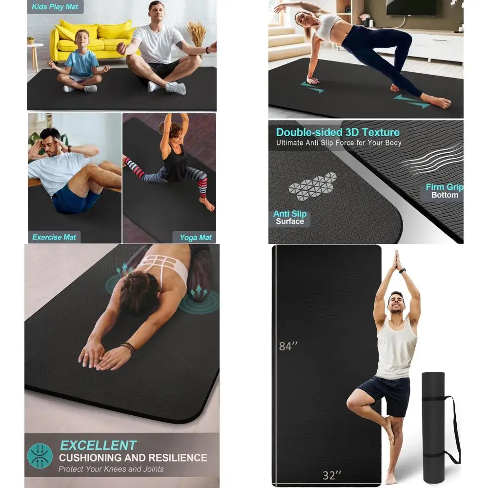

Extra Large 84 x 32 Thick Yoga Mat for Tall Individuals, Double-Sided Non-Slip, 7mm TPE Mat with Carry Strap