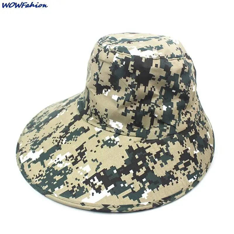 Summer Camouflage Tactical Cap with Cover Face Scraf Men Women Bucket Hats for Hiking Hunting Fishing Outdoor Camo Sun Hat