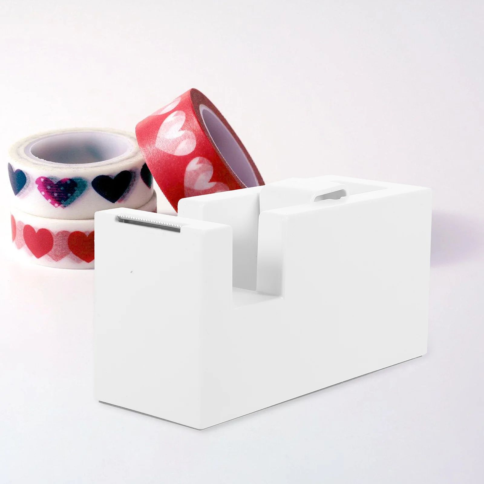 موزع شريط صغير قاطع قوي ABS حامل سطح المكتب الأبيض أسطوانة لطيفة للاستخدام المنزلي والمكتب والمدرسة