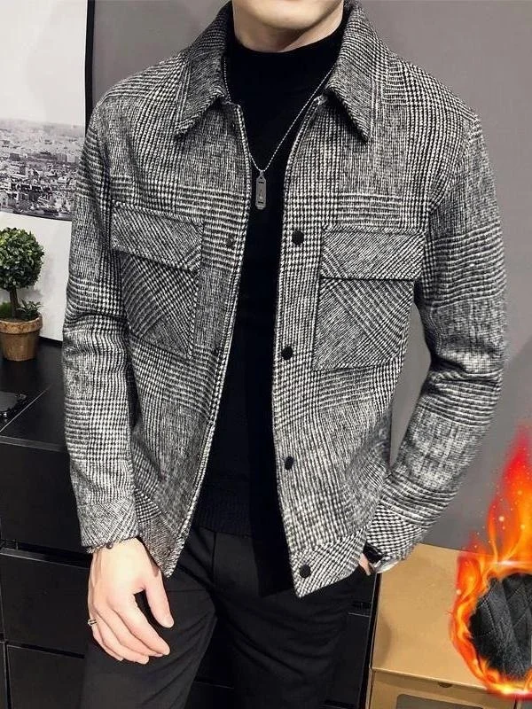 

Мужская шерстяная куртка из овечьей шерсти, осенне-зимняя, новая, в корейском стиле, повседневная, дышащая, с V-образным вырезом, для бизнеса