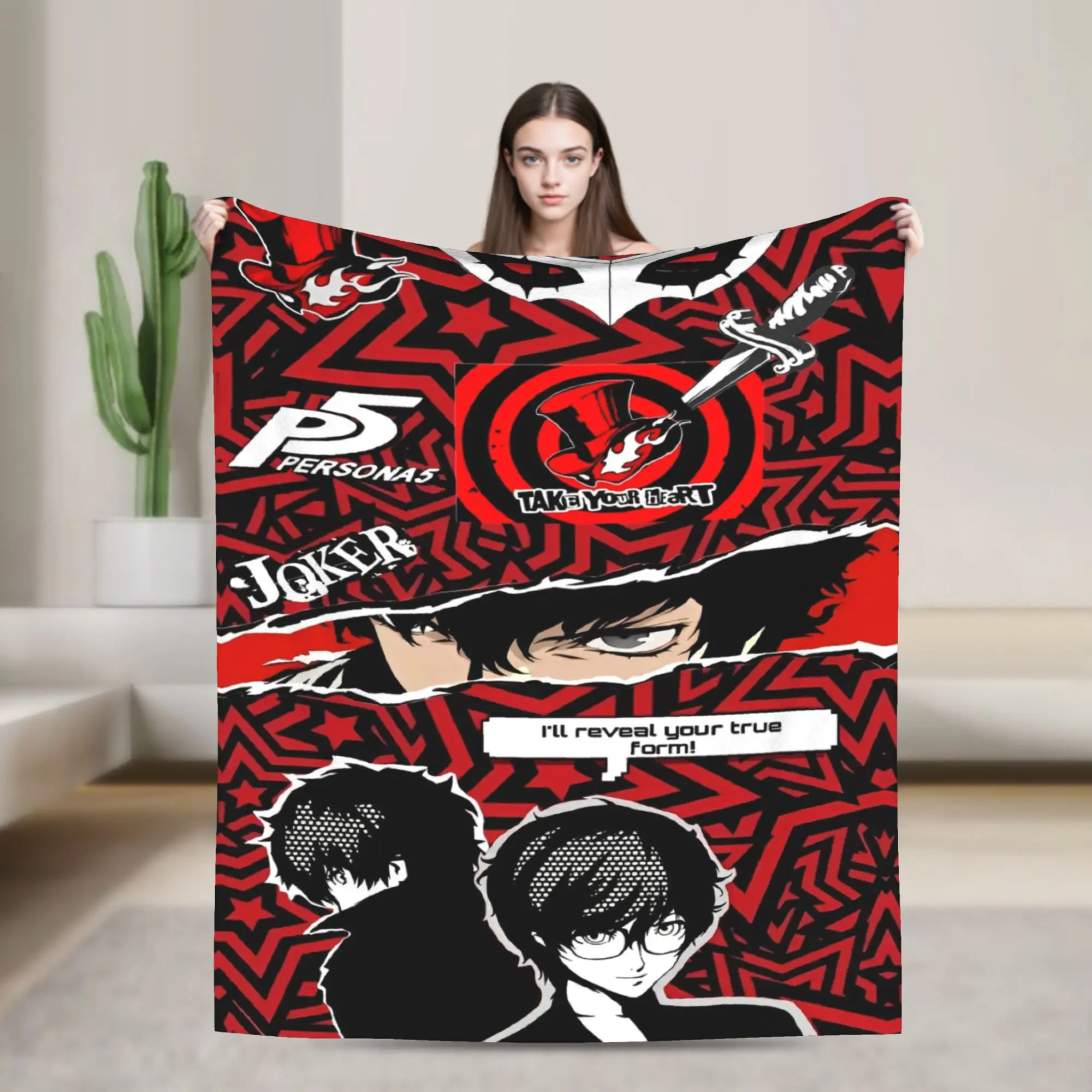 Persona P5 Joker  Blanket  Flannel Awesome Breathable Throw Blanket for Home Decoration