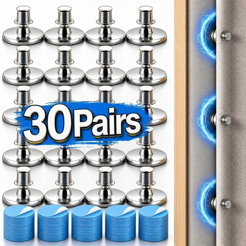 Metal Curtain Magnetic Closure Wall Mounted Magnetic Buckle Shower Curtain Magnet Clips Detachable Window Screen Fixed Fastener