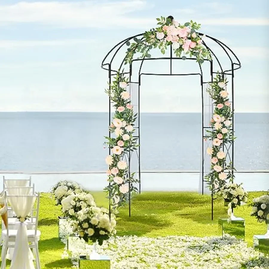 Outdoor climbing plants patio decoration wedding arches, garden arch arbor, heavy duty wrought iron pergola pavilion trellis bi