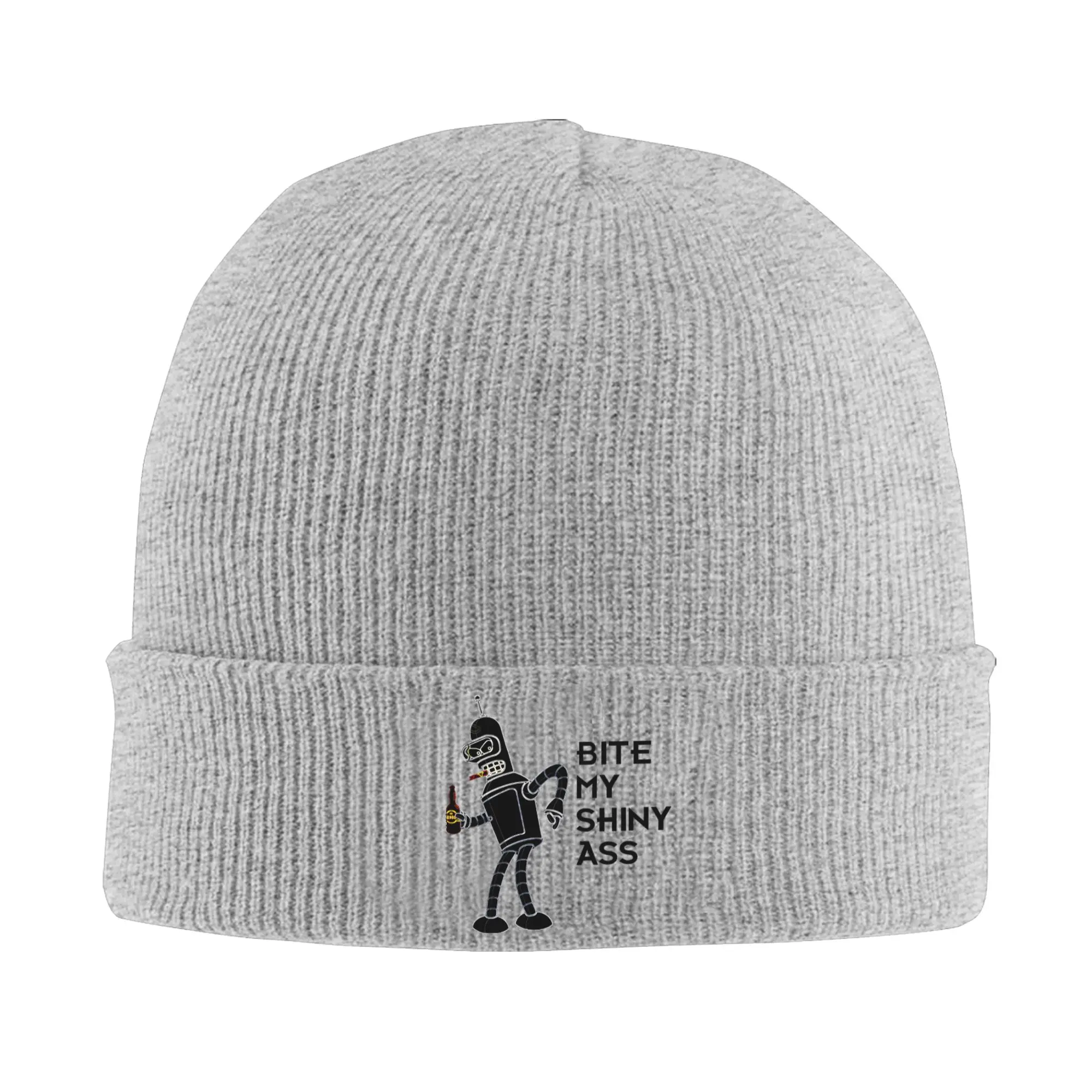 Bite My Shiny Ass Futuramas Benders Accessories Winter Cuff Beanie For Men Women Knitted Skull Cap  Bonnet Hats