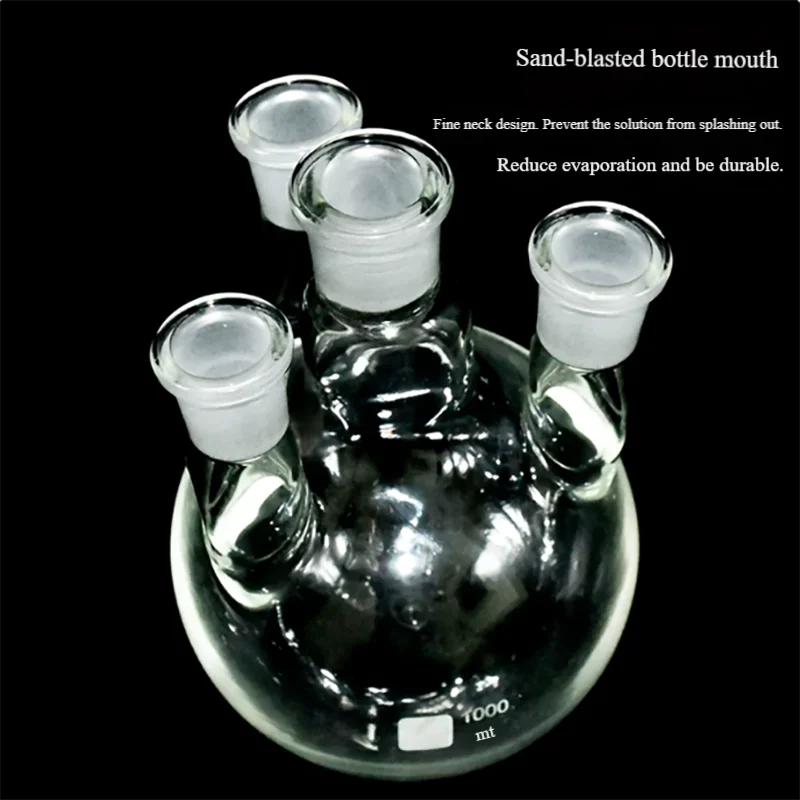

Four-neck round bottom flask 500ml1000ml2000ml standard mouth thickened high temperature resistant glass flask
