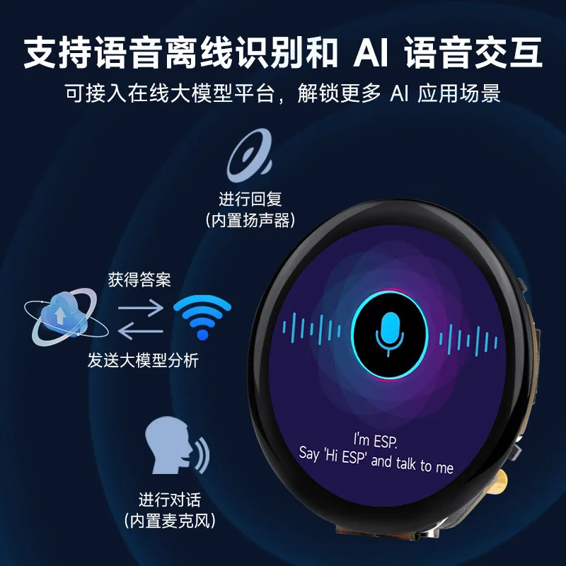 Can be connected to 1.46-inch circular touch screen, onboard voice input module