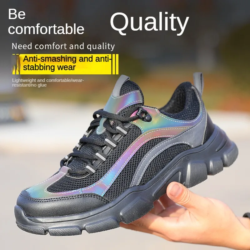 

New Breathable Lightweight Anti-Smashing Anti-Piercing Labor Protection Shoes Male Summer Steel Baotou Site Work Shoes（220mm-