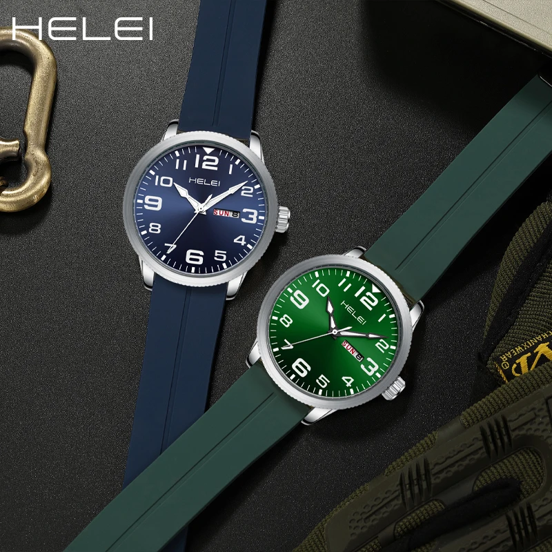 ساعات كوارتز فاخرة للرجال من HELEI مع عرض للتقويم والأسبوع ، ساعة يد مقاومة للماء ، هدايا للرجال ، أزياء
