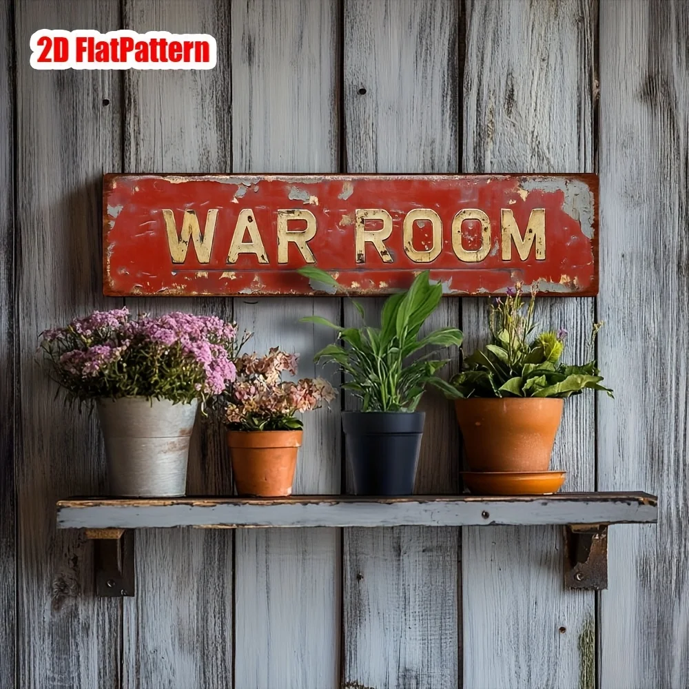 2D Flat Patriotic American Metal Decoration, 16 * 4 Inches, War Room Metal Sheet Aluminum Sign, Patriotic Theme Decoration