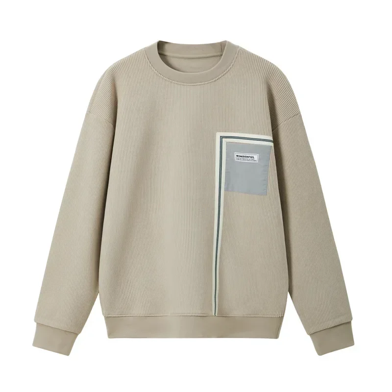 LIBIELIY New Autumn Style Sweatshirt For Men Pure Color, Casual And All-match For Teenagers, Fleece-lined And Thickened, Single