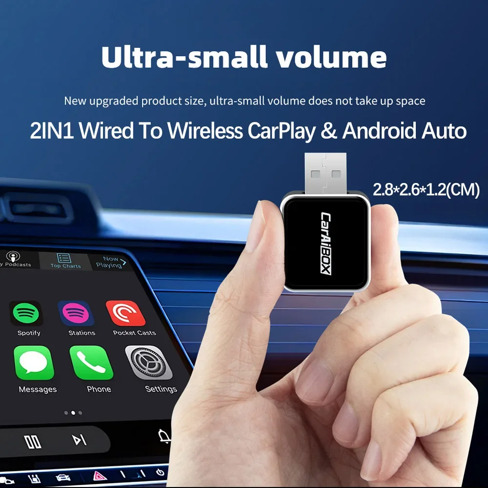 2IN1 Wireless CarPlay Adapter Wireless Android Auto Adapter Smart Mini Box USB Plug And Play WiFi Fast Connect For 98% Car Model