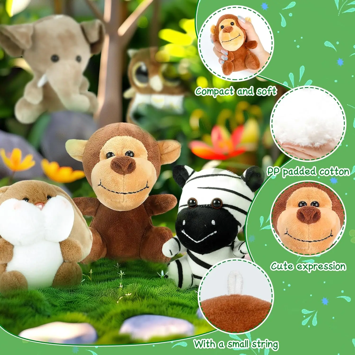 12-36 PCS Small Safari Stuffed Animals 6
