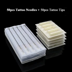 50 Pcs 3RL 5RL 7RL 9RL 11RL Size Tattoo Needles and 50pcs 3/5/7/9/11RT Size White Disposable Tattoo Tips Tattoo Kit