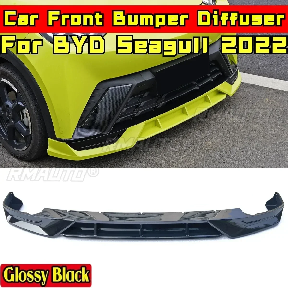 For BYD Seagull 2022 Body Kit Front Bumper Spoiler Glossy Black-Green DC Style Bumper Guard Cover Car Accessories