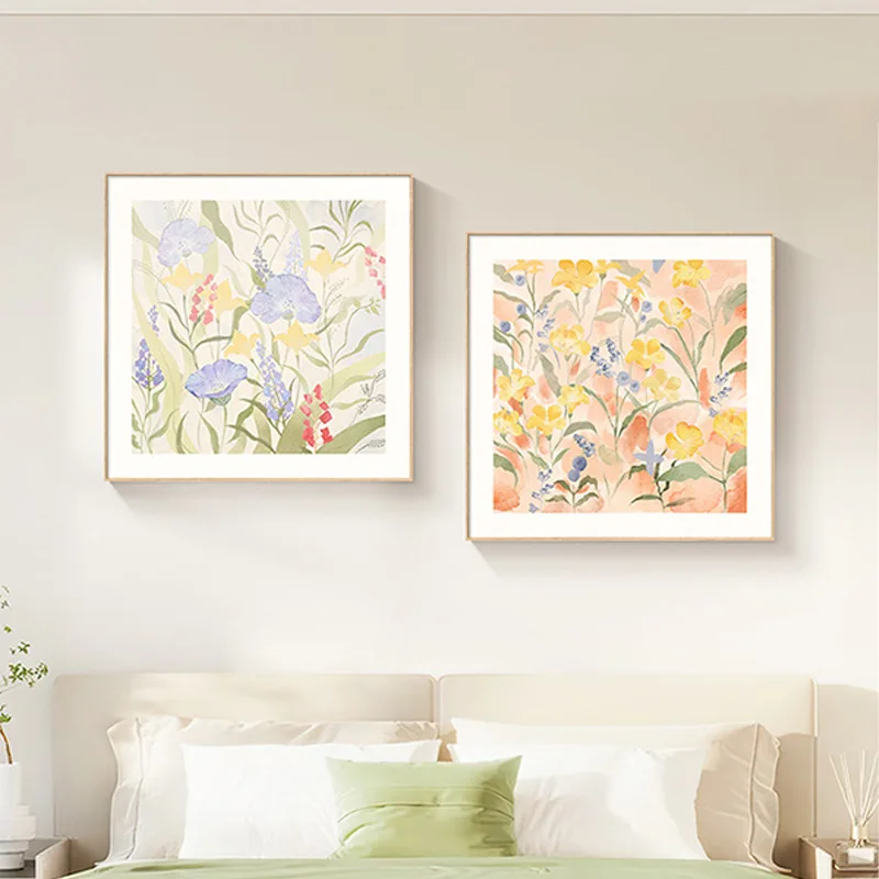 Cream wind restaurant decorative painting combination abstract art flower canvas painting dining room dining table wall mural
