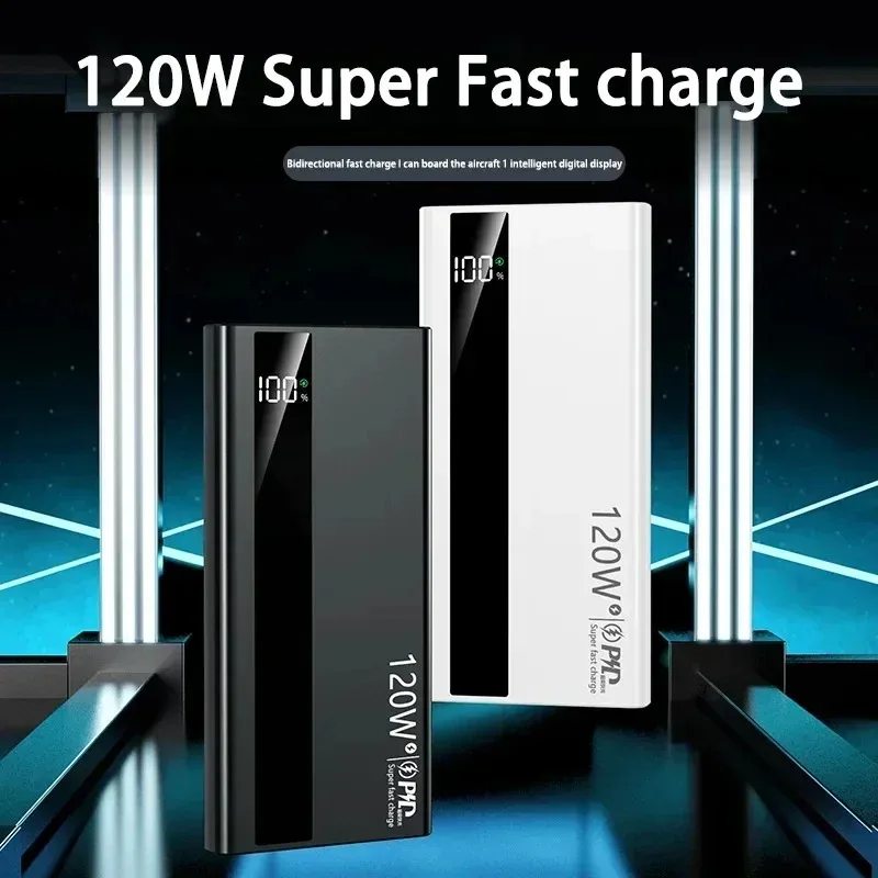 120W 10000mAh High Capacity Power Bank Super Fast Charging Power Bank Portable Battery Charger For iPhone Samsung Huawei