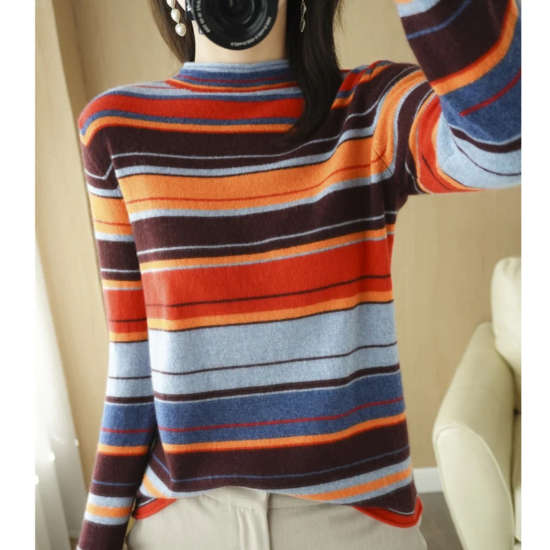 Jersey largo de punto Sve Crew Ne para mujer, suéter holgado para primavera y otoño, capa Base de cuello alto, ropa interior irt